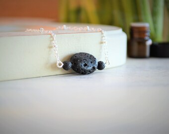 Essential Oil Necklace, Oil Diffuser Necklace, Lava Necklace, Diffuser Necklace, Lava Stone Necklace, Lava Oil Necklace, Lava, Rose Gold