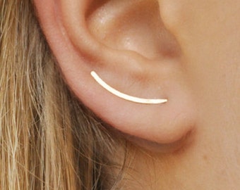 Ear Climbers 20mm - Sleek Ear Pins, 14k Gold Filled, Smooth Sweep, Unusual Jewelry, Unique Earrings, Modern Minimalist Earrings, Earrings