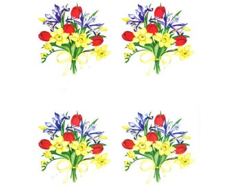 Red yellow flowers purple DC091