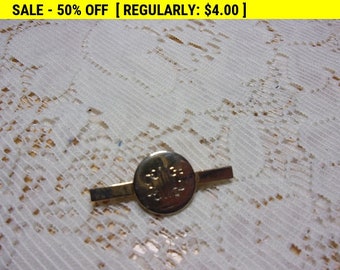 Vintage gold tone monogram brooch, estate jewelry