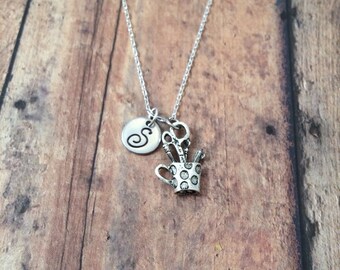 Paintbrush initial necklace - crafter jewelry, gift for artist, painter necklace, gift for crafter, artist necklace, silver painter jewelry