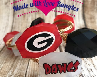 Georgia Bulldogs Wire Wrapped Bangle Bracelet University of Georgia Gameday Bangle Bracelet