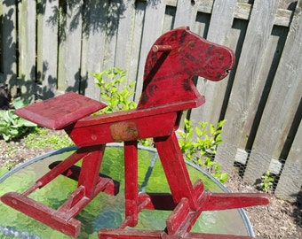 Vintage Ride on Walkee Horse Primitive Folk Art Cottage Decor