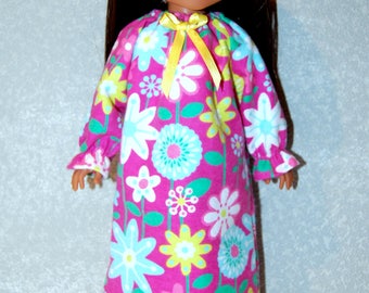 Nightgown for 14" Wellie Wishers or Melissa & Doug Doll Clothes pink flower tkct1092 READY TO SHIP