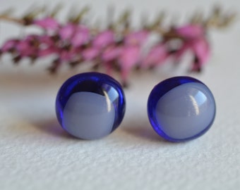 Cobalt Blue periwinkle glass stud earrings