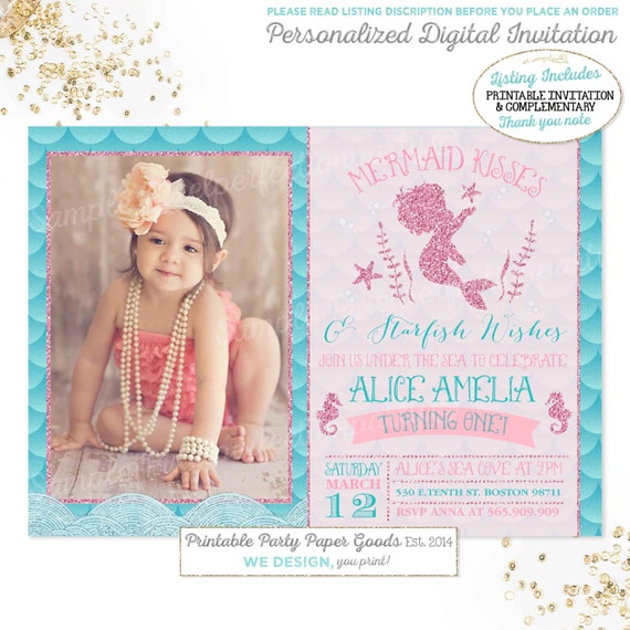 Mermaid 1St Birthday Invitations 10