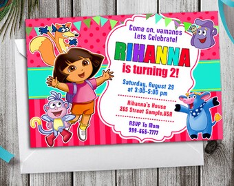 Dora The Explorer Invitation, Dora The Explorer Birthday Invitation, Dora The Explorer Birthday Party, Dora The Explorer Birthday, Dora Card