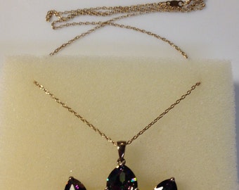 925 Sterling Silver Mystic Topaz Earrings and Pendant Set