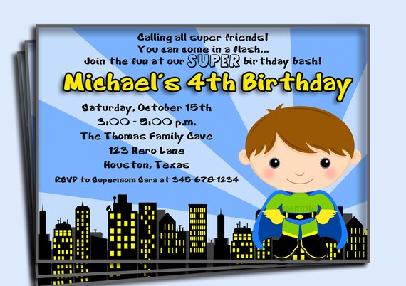 superhero invitation wording