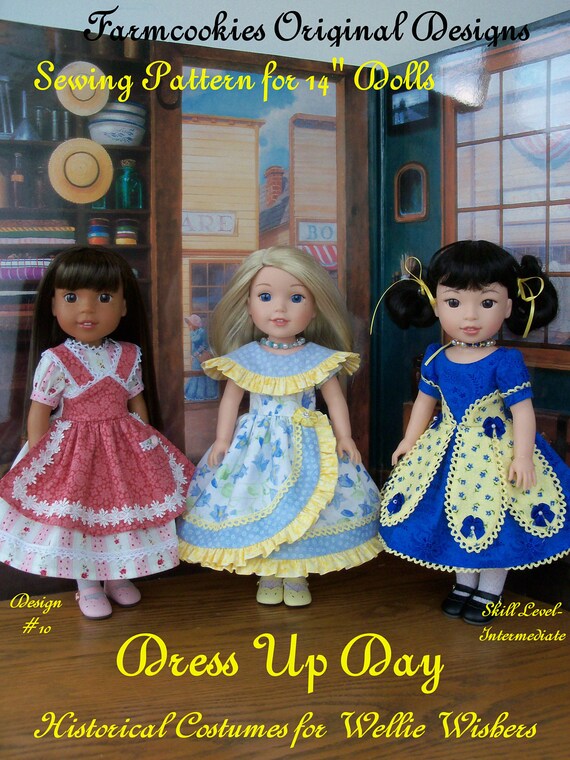 XL Wellie Wisher® Size PDF Sewing Pattern: Dress Up Day / Historical Pattern fits 14" American Girl Wellie Wishers® an Glitter Girls
