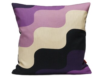 Purple Retro Throw Pillow | Cushion Cover | designer pillow | Mid Century Modern decorative pillow made from vintage fabric by EllaOsix