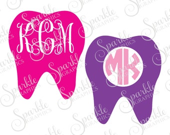 Tooth Monogram Frame Set Cut File Dentist Monogram Frame Teeth Dental Tech Clipart Svg Dxf Eps Png Silhouette Cricut Cut File Commercial Use