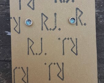 Faceted Labradorite & Eco Sterling Silver Stud Earrings