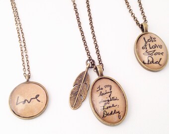 Hendersweet Handwriting Necklace. Memory Necklace. From a Loved One. Handwriting Jewelry