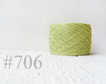 Light lime green linen crochet thread - laceweight linen yarn # 706