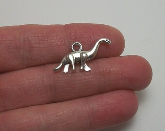 8 Brontosaurus charms, 27x12mm, antique silver finish
