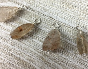 Quartz Pendant, Rutilated Quartz Pendant, Sterling Silver Wire Wrapped Quartz Pendant, Quartz Necklace, Quartz Jewelry