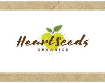 Custom Logo Design - PreDesigned Logo PreMade Logo Vector Logo - OOAK Logo - HEART SEEDS Logo Branding - Heart Logo - Eco Friendly Logo