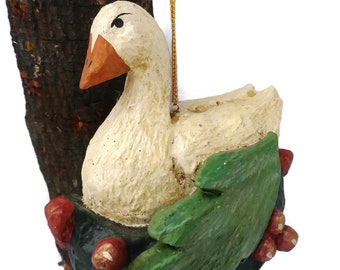 House of Hatten 12 days of Christmas collectible ornament by Denise Calla, 6 Geese laying , Folk Art Ornament, 1989,