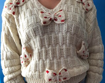 90’s Small bow sweater