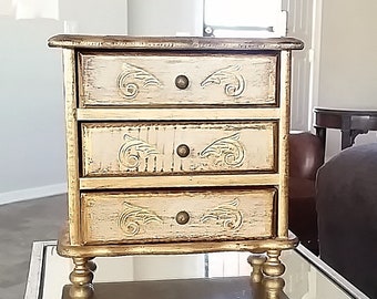Italian Florentine Jewelry Box, Gold Jewelry Box, Large Wood Jewelry Box, Vintage Jewelry Box