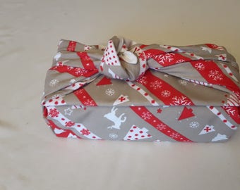 gift bag fabric, Christmas gift, wrapped in tissue, recyclable, furoshiki, pocket tissue holder