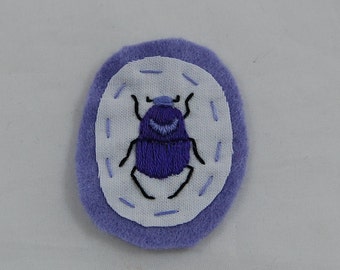 Lavender Beetle Embroidered Patch