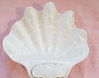 Sea Shell Trinket Dish / Bowl - 6.5" x 6.25" x 2" - Good Condition