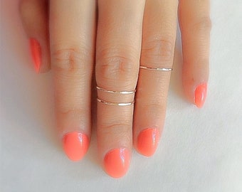 Solid .925 Sterling Silver Dainty Stackable Ring Midi Ring Petite Above Knuckle Ring Stacking Rings