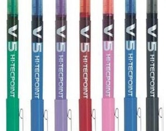 7-Color Full Set - Pilot Hi-tecpoint V5 BX-V5 Assorted Colors 0.5mm Liquid Ink Pens