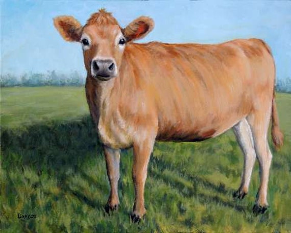 Jersey Cow Art Print Jersey Standing Full Side Dairy Cow In
