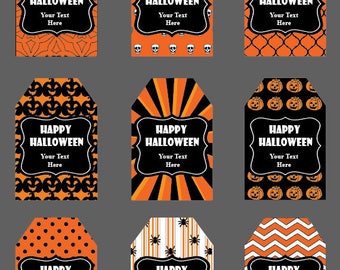 18 Halloween Tags, Instant Download, Thank you Tags, Thank you labels, Party Favors, Printable Party, DIY Halloween, Halloween Treat tags