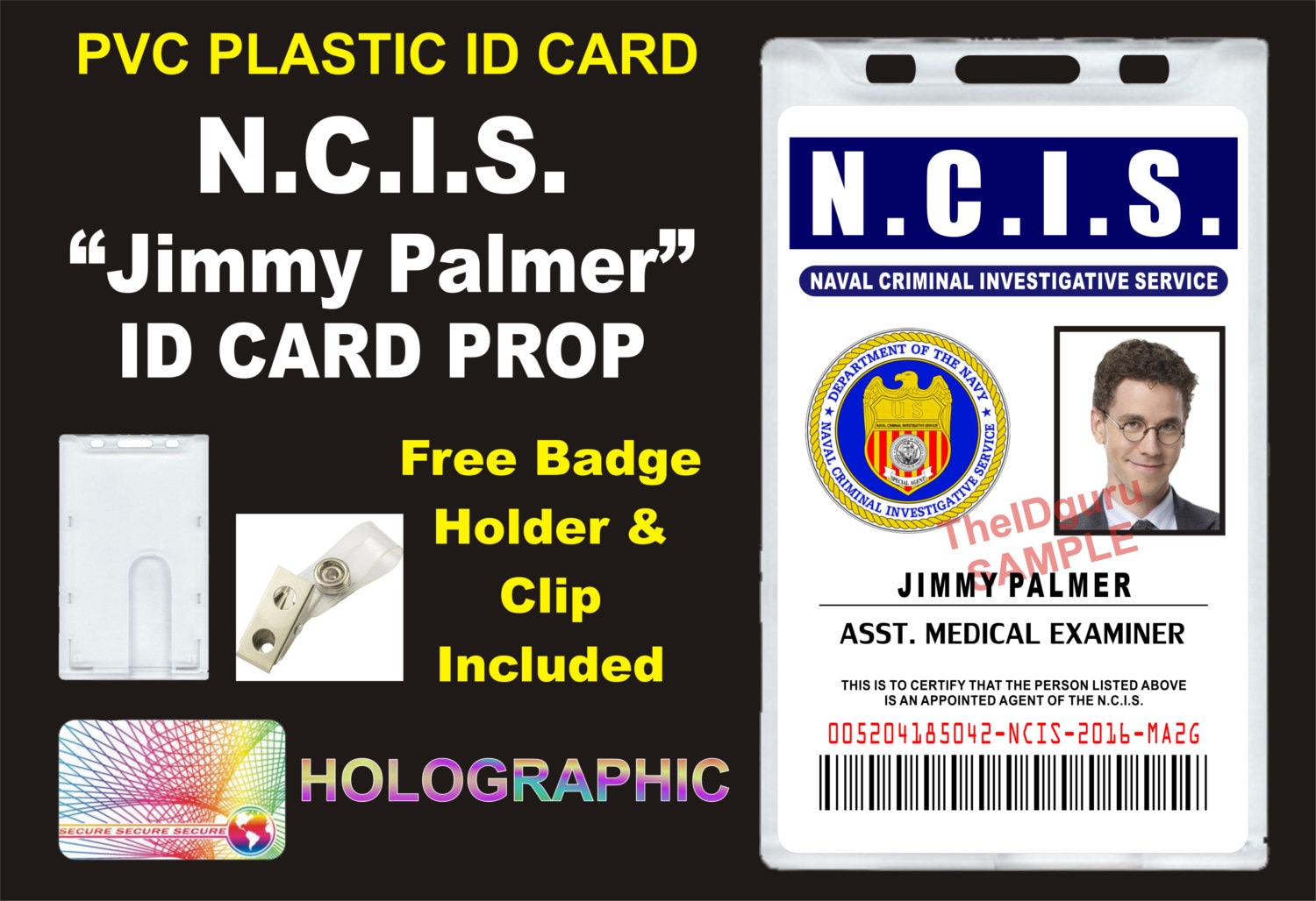N.C.I.S. Jimmy Palmer's NCIS ID Badge / Card Prop PVC