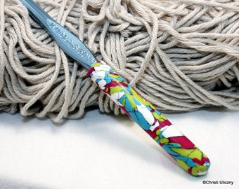 Polymer clay covered crochet hook, Boye new size K/10-1/2 or 6.50mm, handmade design, ready to ship