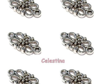 20 x Antique Silver Flower Connectors 15 x 8 mm - Filigree Links - LF NF -TS30