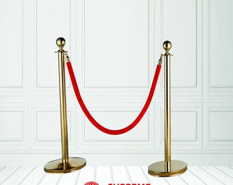Gold Stanchions | Red or Black Velvet Rope | Gold Posts | Event Stanchions | Gold Stanchion with Ropes