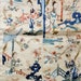 Antique Chinese Panel, Hand Embroidered Silk, Sleeve, Figures, Trees Bridges, Lovely Palette of Pale Peach and Blue on Ivory, c.1800