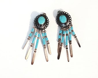 Native Inspired Turquoise and Sterling Silver Earrings