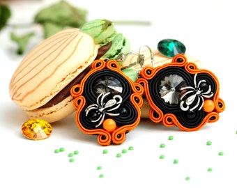 Halloween Itsy Bitsy Spider - Handmade Soutache Earrings