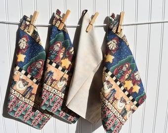 Set of 4 Country Christmas 2 ply 12 " Cotton Cloth Napkins