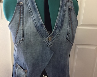 Demin Jacket Vest. Custom one of a kind, repurposed demin