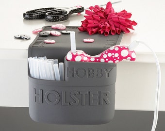 Great gift! Glue Gun Stand & Holder, Scrapbook Storage , Craft organization, Tool Holder, Hobby Holster Gray. Birthday Gift.