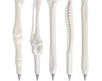 Bone Pens, Set of 5 Bone Pens, Office Supply Medical Student Dr Nurse Gift Kawaii Pens Anatomy Pens Anatomical Pens skeleton pen novelty pen