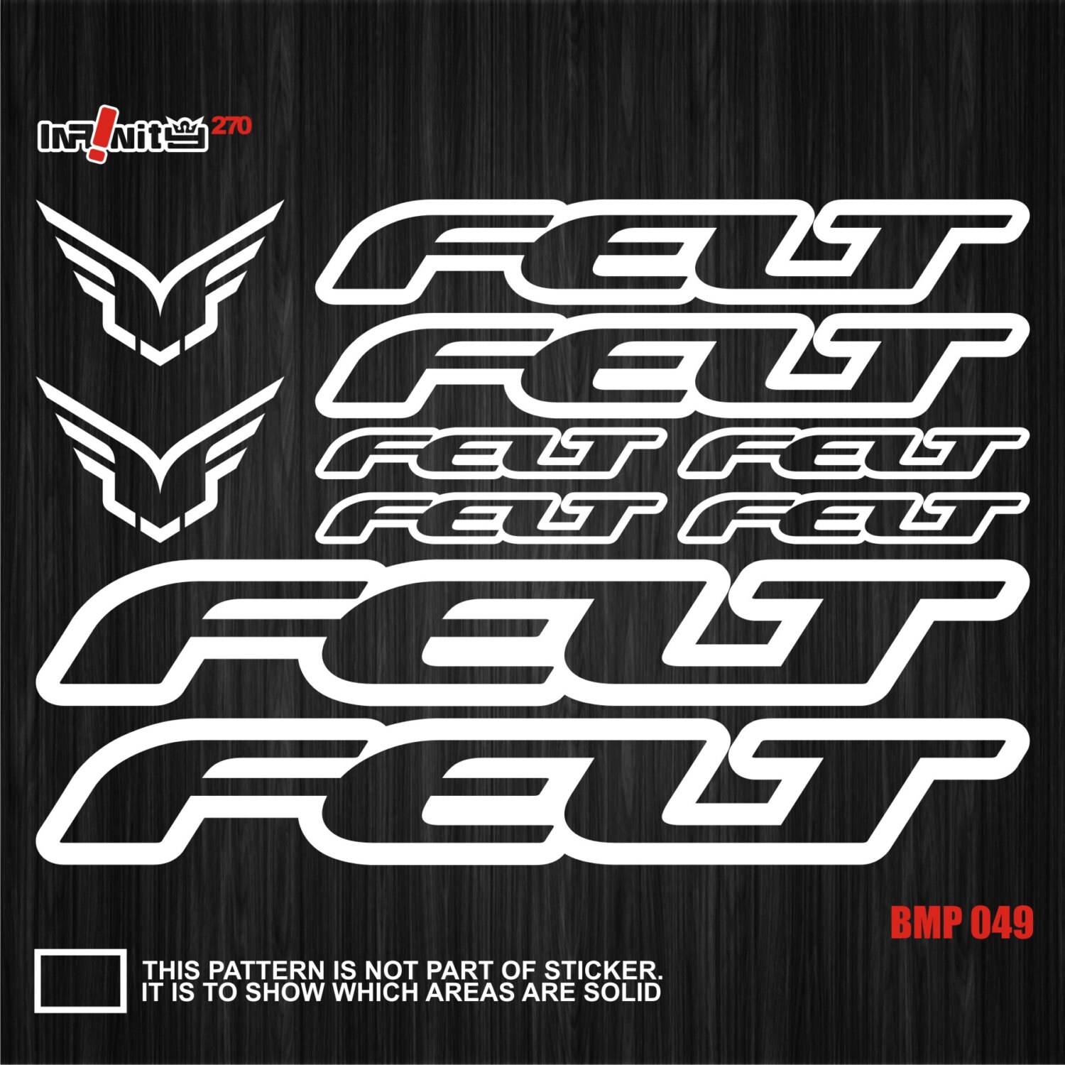 wBMP049 Felt Bike Frame Sticker Tube Decal Set Road Spoke