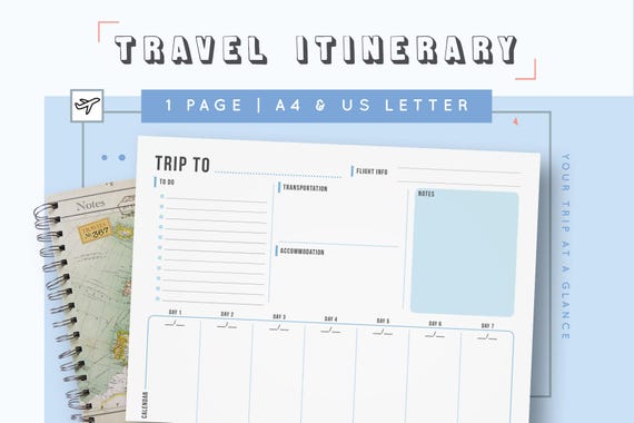 Travel Itinerary Template Family Travel Planner Printable