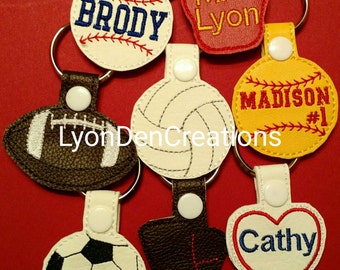 Baseball, Softball, Football, Volleyball, Soccer, Teacher, Boots, Nurse, Doctor, Flip Flops, Monkey, Cancer Awareness Keychain/Bag ID