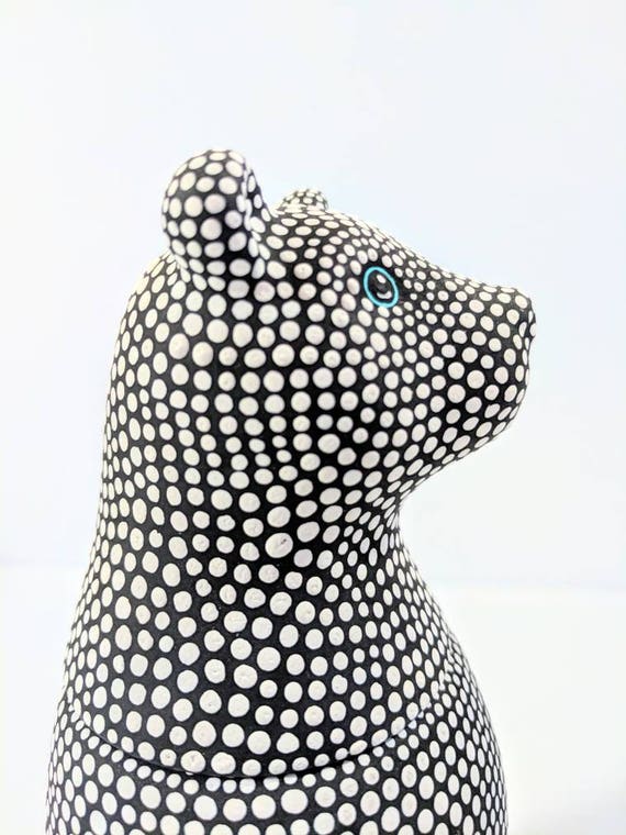 Bear Jar Ceramic Bear Jar hand painted Ceramic jar black and white polar bear ceramic jar
