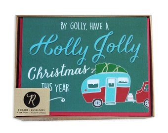 Christmas Card Boxed Set, Holiday Cards, Boxed Set, Christmas Cards, Vintage Camper, Vintage Inspired, Festive Card
