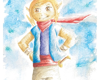 Tetra Legend of Zelda Wind Waker Watercolor 8x10 Art Print
