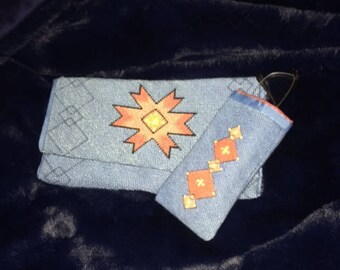 Needlepoint Clutch with eyeglass case